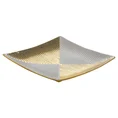 Patera ceramiczna biało-złota z geometrycznym wzorem - 28 x 28 x 5 cm - beżowy 1