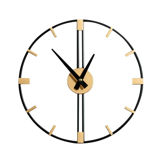 Dekoracyjny zegar ścienny z metalu w nowoczesnym minimalistycznym stylu - 40 x 5 x 40 cm - czarny