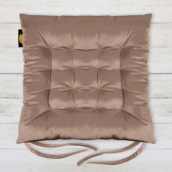 Dwustronna welwetowa poduszka siedziskowa na krzesło z szesnastoma pikowaniami, gramatura 260 g/m2 - 40 x 40 x 6 cm - jasnoróżowy