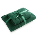 Komplet ręczników LOCA z bordiurą z tkanymi paskami - 37 x 25 x 10 cm - butelkowy zielony 1