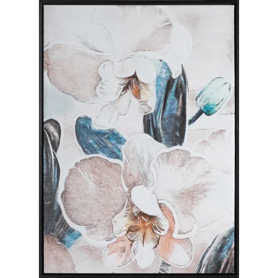 Obraz orchid flower nadruk delikatnych storczyków na płótnie obraz oprawiony w ramę - 50 x 70 cm - beżowy