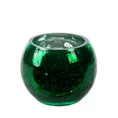 Świecznik VERRE ze szkła artystycznego z marmurkową fakturą - ∅ 10 x 8 cm - zielony 1