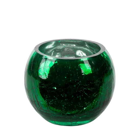 Świecznik VERRE ze szkła artystycznego z marmurkową fakturą - ∅ 10 x 8 cm - zielony