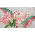 Obraz TROPICAL ręcznie malowane na płótnie kwiaty - 100 x 60 cm - różowy 1