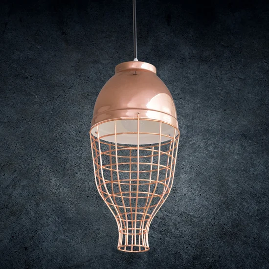 Lampa LUCY w stylu industrialnym z metalu - ∅ 20 x 21 cm - miedziany