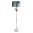 LIMITED COLLECTION Lampa stojąca SALVIA na metalowej podstawie z szklaną kula z efektem ombre z welwetowym abażurem ŚWIEŻOŚĆ SZAŁWII - ∅ 43 x 157 cm - szałwiowy 2