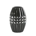 Wazon ceramiczny GABI o geometrycznej formie zdobiony kryształami biały - 19 x 13 x 29 cm - czarny 1