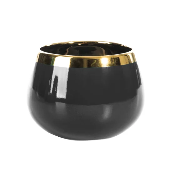 Misa ceramiczna  czarno-złota - ∅ 14 x 10 cm - czarny