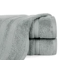 Ręcznik  klasyczny  z amerykańskiej bawełny czesanej z żakardową bordiurą w pasy - 50 x 90 cm - srebrny 1