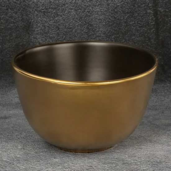 Misa ceramiczna EBRU czarno-złota - ∅ 25 x 15 cm - czarny
