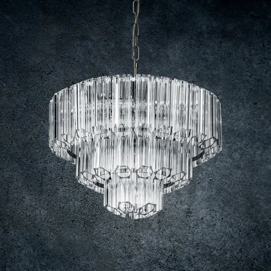 Lampa DANA ze szklanymi zawieszkami, możliwość regulacji wysokości - ∅ 43 x 150 cm - transparentny