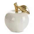 JABŁKO- figurka ceramiczna DARLA ze złotym akcentem - 15 x 15 x 17 cm - kremowy 2