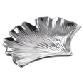 Patera ceramiczna BILOBA w kształcie liści miłorzębu biało-srebrna - 26 x 21 x 3 cm - srebrny 1