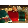 Ręcznik świąteczny STAR  01 bawełniany z żakardową bordiurą w kratkę i haftem ze śnieżynkami - 50 x 90 cm - butelkowy zielony 7