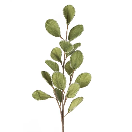 Gałązka z zielonymi liśćmi - sztuczny kwiat dekoracyjny z pianki foamirian - 100 cm - zielony