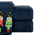 Ręcznik świąteczny PETER 01 bawełniany z haftem z dziadkiem do orzechów - 50 x 90 cm - granatowy 1