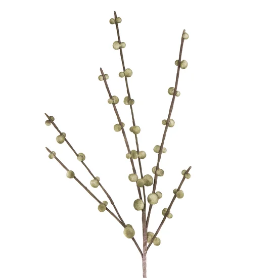 GAŁĄZKA OZDOBNA z pąkami, kwiat sztuczny dekoracyjny - 106 cm - zielony