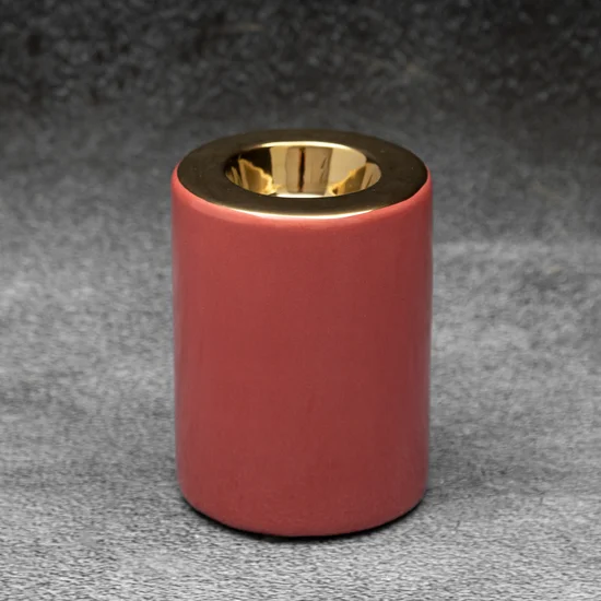 Świecznik ceramiczny SIBEL gładki i nowoczesny design - ∅ 8 x 10 cm - ciemnoróżowy