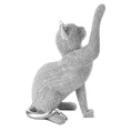 KOT - figurka dekoracyjna ELDO o drobnym strukturalnym wzorze - 14 x 8 x 22 cm - srebrny 2