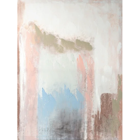 Obraz ILLUSION 6 abstrakcyjny ręcznie malowany na płótnie - 60 x 80 cm - pudrowy róż