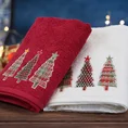 Ręcznik świąteczny SANTA 15 bawełniany z aplikacją z choinkami i drobnymi kryształkami - 70 x 140 cm - czerwony 6