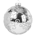 Bombka choinkowa ręcznie zdobiona ornamentowym wzorem i aplikacją z kryształków - ∅ 10 cm - srebrny 2