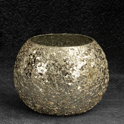 Świecznik MELIA ze szkła artystycznego z efektem popękanego szkła Świecznik MELIA ze szkła artystycznego z efektem popękanego szkła - ∅ 9 x 12 cm