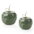 Figurka ceramiczna APEL - jabłko o geometrycznych kształtach - 13 x 13 x 10 cm - zielony 2