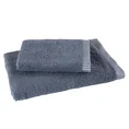 Komplet 2 szt ręczników KOS z  ozdobną żakardową bordiurą w paseczki - 36 x 25 x 12 cm - grafitowy 2