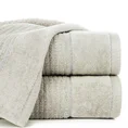 Ręcznik z welurową bordiurą przetykaną błyszczącą nicią - 50 x 90 cm - beżowy 1