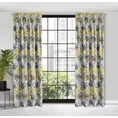 DESIGN 91 Zasłona ELINA z nadrukiem żółto-szarych liści na białym tle z lekkiej mikrofibry - 140 x 270 cm - biały 2