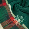 Ręcznik świąteczny STAR  01 bawełniany z żakardową bordiurą w kratkę i haftem ze śnieżynkami - 50 x 90 cm - butelkowy zielony 5