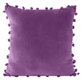 Poszewka ALISA  z miękkiej tkaniny bawełnianej z pomponikami na brzegach - 45 x 45 cm - fioletowy 1