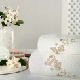 Zestaw upominkowy BLOSSOM 3 szt ręczników z haftem z motywem kwiatowym w kartonowym opakowaniu na prezent - 56 x 36 x 7 cm - biały 3