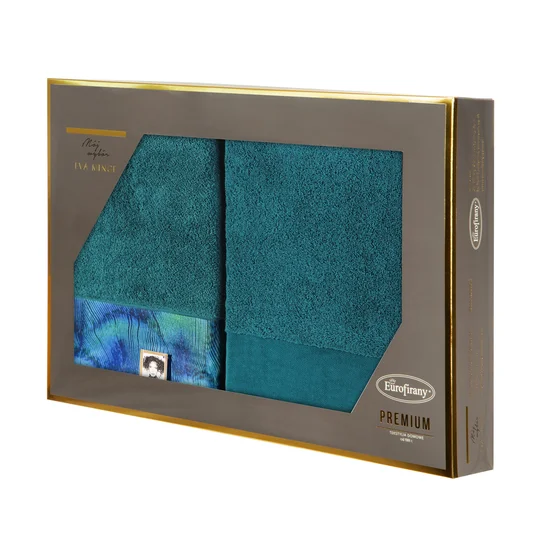 EWA MINGE Komplet ręczników CAMILA w eleganckim opakowaniu, idealne na prezent! - 2 szt. 70 x 140 cm - turkusowy