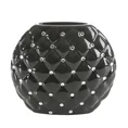 Wazon ceramiczny PRECIOSA  zdobiony pikowaniem i kryształami - 23 x 9 x 21 cm - czarny 1
