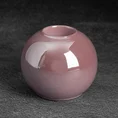 Kulisty świecznik ceramiczny SIMONA z perłowym połyskiem - ∅ 10 x 8 cm - różowy 1