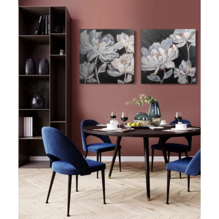 Obraz ANEMONE 1 ręcznie malowany na płótnie ze złotymi refleksami Obraz ANEMONE 1 ręcznie malowany na płótnie ze złotymi refleksami - 80 x 80 cm
