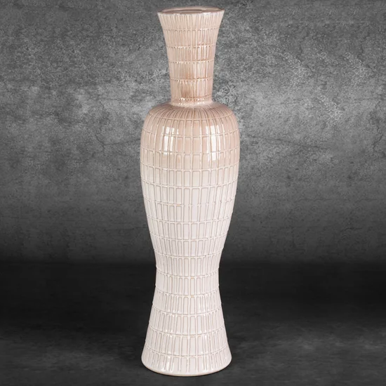 Wazon EDNA z glinki ceramicznej - ∅ 19 x 71 cm - kremowy