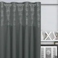 Zasłona DAFNE z gładkiej matowej tkaniny z ozdobnym pasem z geometrycznym srebrnym nadrukiem w górnej części - 140 x 250 cm - grafitowy 1