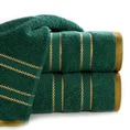 Ręcznik KRISTI z żakardową bordiurą w pasy - 100 x 150 cm - butelkowy zielony 1