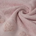 Ręcznik KAMILA bawełniany z ozdobną  bordiurą w formie serc wypełnionych różyczkami - 50 x 90 cm - pudrowy róż 5