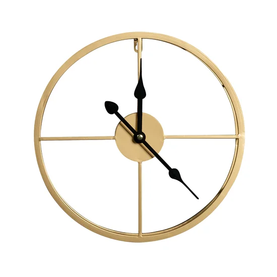Dekoracyjny zegar ścienny z metalu w nowoczesnym minimalistycznym stylu - 40 x 6 x 40 cm - złoty