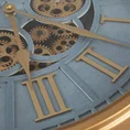 Duży dekoracyjny zegar ścienny z rzymskimi cyframi i ruchomymi kołami zębatymi, styl vintage, 51 cm średnicy - 51 x 6 x 51 cm - niebieski 2