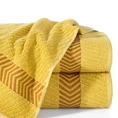 Ręcznik z żakardową bordiurą - 70 x 140 cm - musztardowy 1