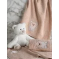 Ręcznik z bawełny BABY dla dzieci z bordiurą zdobioną haftem z misiem - 50 x 90 cm - beżowy 4