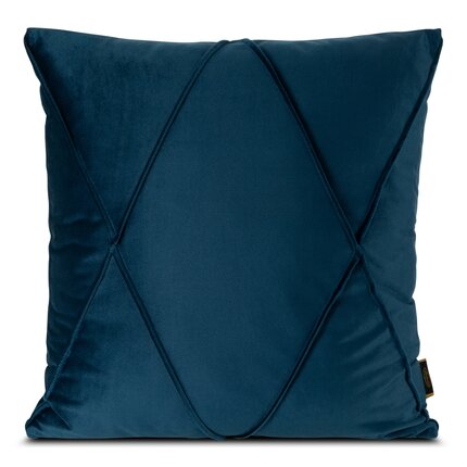 EUROFIRANY PREMIUM poszewka NALA 1 z tkaniny welwetowej z ozdobnym geometrycznym przeszywanym wzorem 45 x 45 cm granatowy | Eurofirany