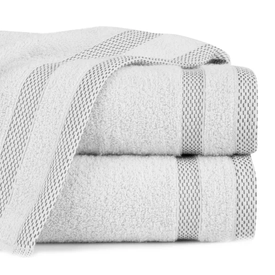 EUROFIRANY CLASSIC Ręcznik RIKI  z bordiurą w pasy miękki i puszysty, zero twist - 30 x 50 cm - biały