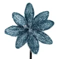 Świąteczny kwiat z miękkiej tkaniny z połyskliwymi włoskami - 15 cm - niebieski 2