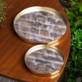 Okrągła taca dekoracyjna SANY z lustrzanym blatem i obrzeżem z metalu, złota - ∅ 20 x 3 cm - złoty 6